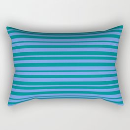 [ Thumbnail: Cornflower Blue and Teal Colored Striped/Lined Pattern Rectangular Pillow ]