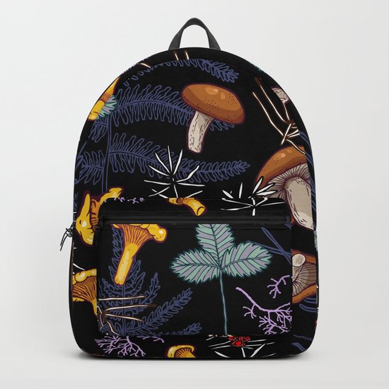 dark wild forest mushrooms Backpack