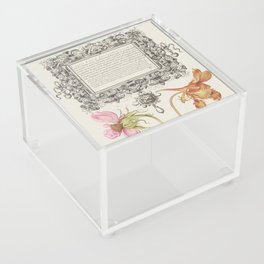 Vintage calligraphic floral art Acrylic Box