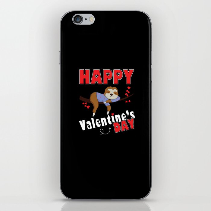 Kawaii Lazy Sloth Animal Hearts Day Valentines Day iPhone Skin