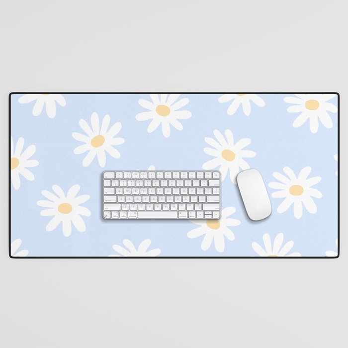 Daisies Baby Blue Desk Mat