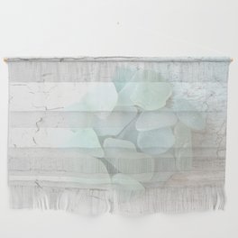 Pastel Pale Turquoise Sea Glass Faded Sea Foam Colors on White Weathered Wood - Photo 2 of 8 Wall Hanging