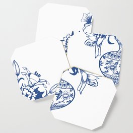 Lilies and peonies in chinese vase Coaster