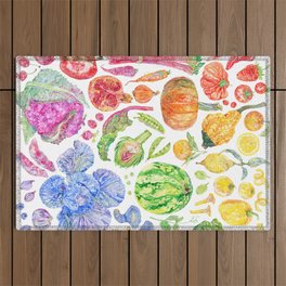Rainbow of Fruits and Vegetables Outdoor Rug