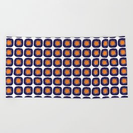 Block Print Patch square orange navy Beach Towel