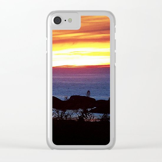 Sunset Swirling Clouds Clear iPhone Case