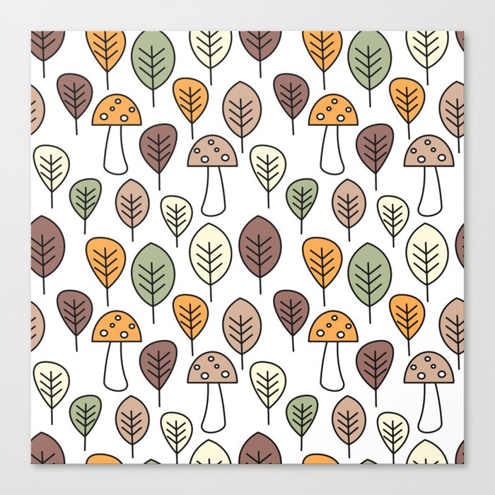 cute fall autumn colorful seamless pattern background with mushrooms ...
