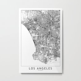 Los Angeles White Map Metal Print | Graphicdesign, Road, Map, Urban, Vector, La, Abstract, Illustration, Simple, Digital 