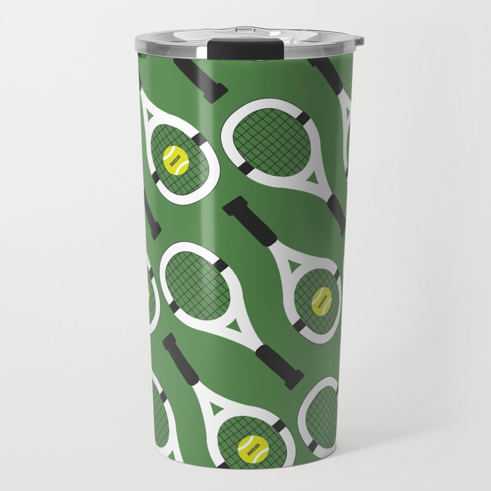 Green Tennis Pattern Travel Mug