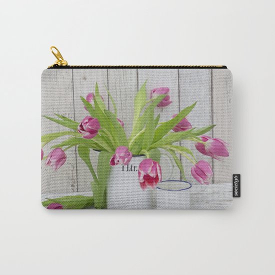 pink spring tulip still life country style Carry-All Pouch
