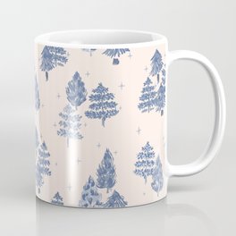Starry night pine trees - off white, ink blue and grey blue Coffee Mug