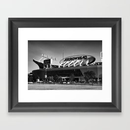 Where Champions Dwell - Kansas City Football Stadium In Black And White Framed Art Print