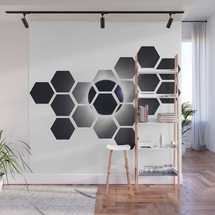 Space cubes - planet in space Wall Mural