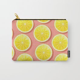 Lemon Slices on Pink Carry-All Pouch