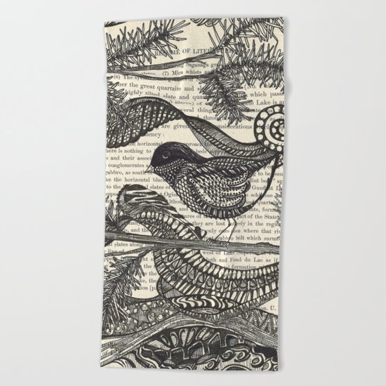 Bird in the Pines Beach Towel
