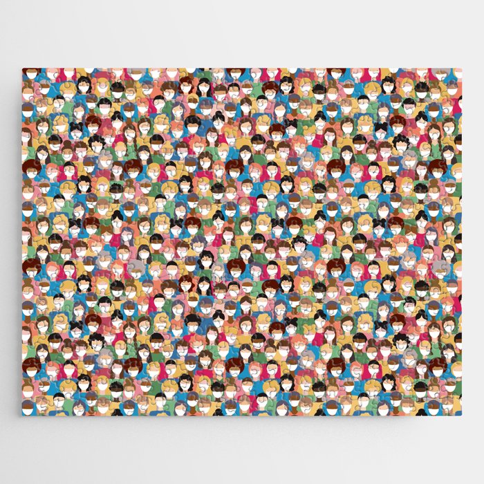 Colorful People Wearing Face Masks Jigsaw Puzzle