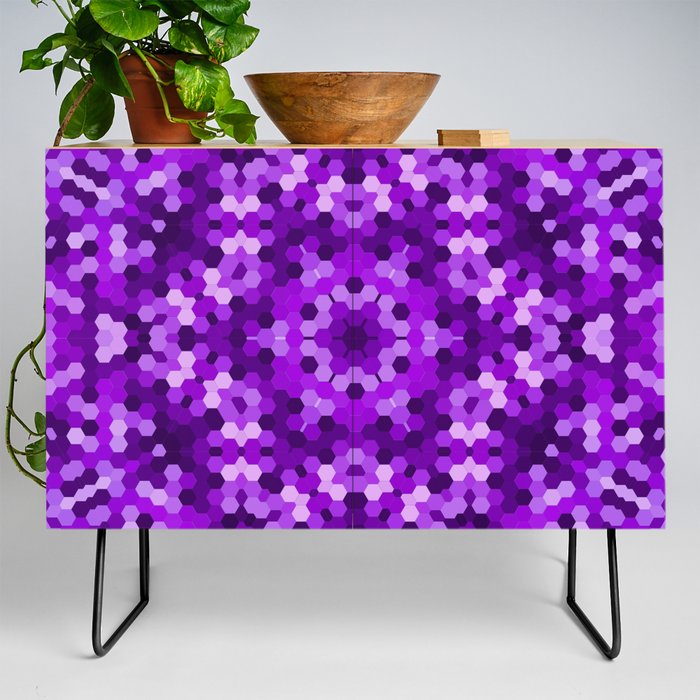 Purple Kaleidoscope Hexagons Credenza