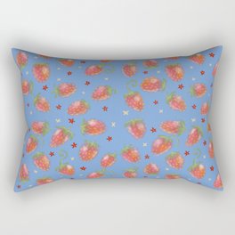 Strawberry Blue Rectangular Pillow
