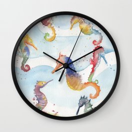 Colorful Seahorses Wall Clock