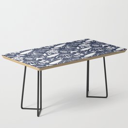 Navy Blue and White Surfing Summer Beach Objects Seamless Pattern Coffee Table