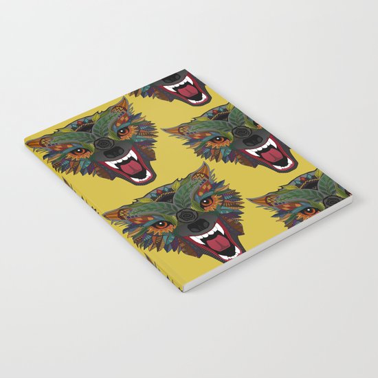 wolf fight flight ochre Notebook