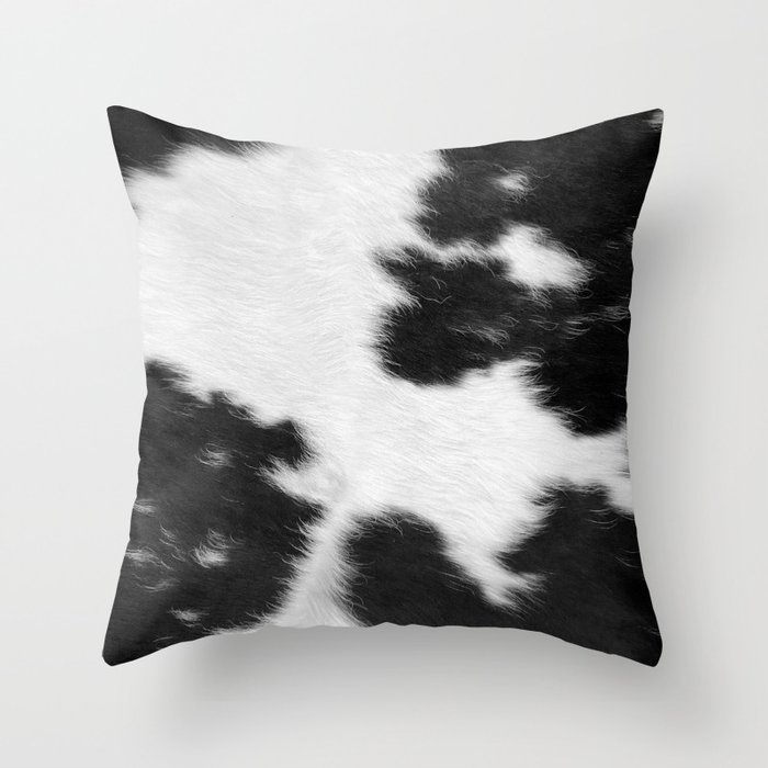 Black and White Cowhide Hygge  Throw Pillow