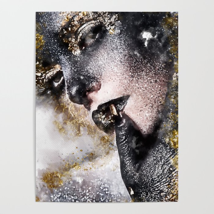 Beautiful Abstract Black and Gold Woman Portrait Poster