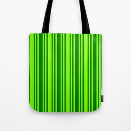 [ Thumbnail: Chartreuse & Green Colored Striped/Lined Pattern Tote Bag ]