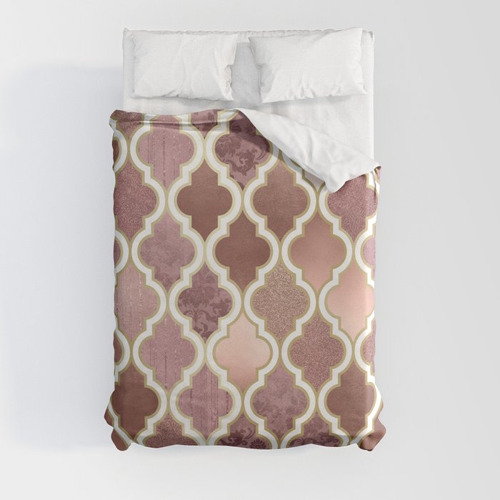 Moroccan Pink Aesthetic Duvet Cover