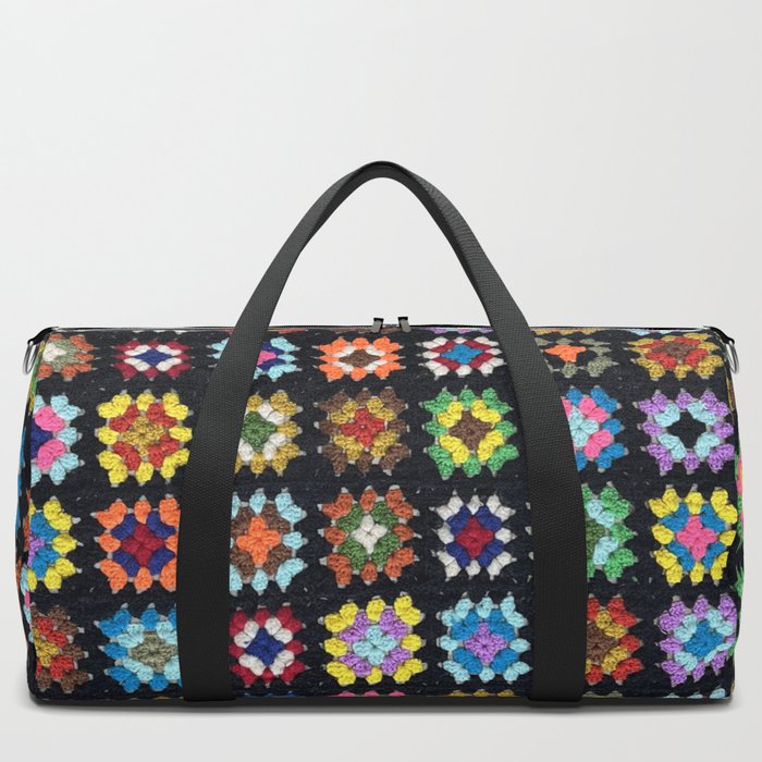 Crochet Granny Squares // Bright Duffle Bag by OliveEllis