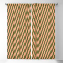 [ Thumbnail: Light Salmon and Dark Olive Green Colored Lines Pattern Blackout Curtain ]