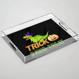 Trick Rawr Treat Halloween T-Rex Funny Dinosaur Acrylic Tray