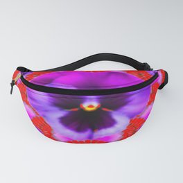 PURPLE PANSY RED ABSTRACT PATTERN ART Fanny Pack