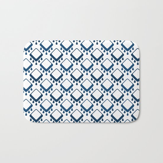 Abstract colorful geometric pattern .Blue and white . Bath Mat