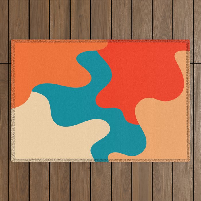 Retro 70's and 80's colorful fluid abstraction Outdoor Rug