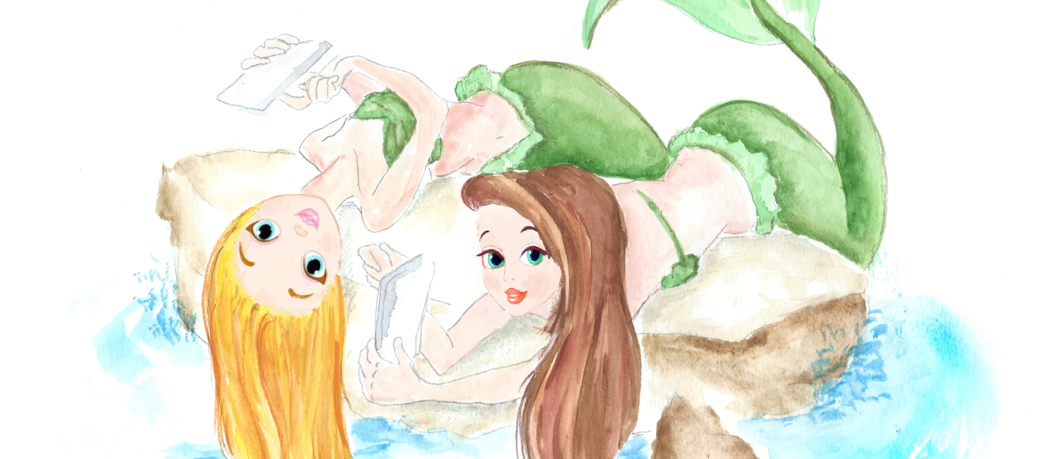 Mermaid Friends Watercolor Painting Original Best Friend Gifts
