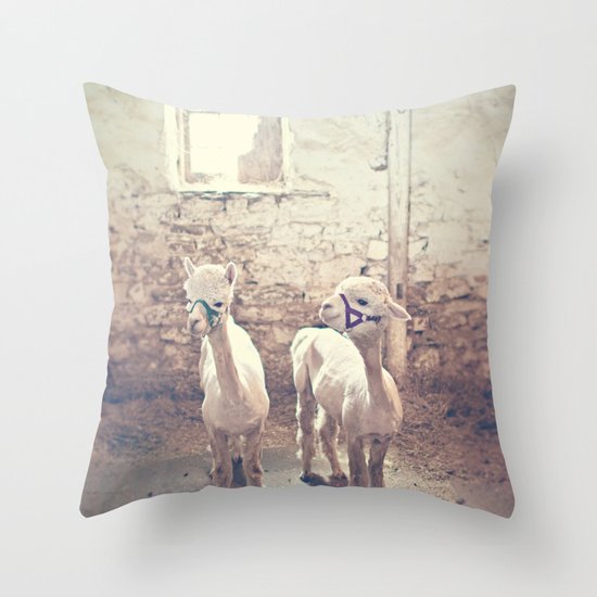 Young Alpacas Throw Pillow