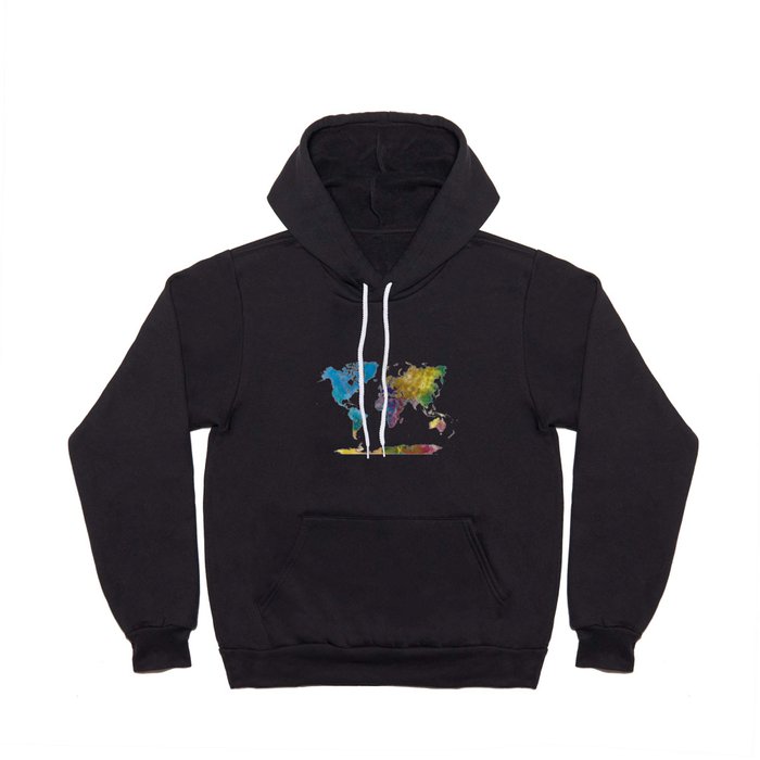 multicolored watercolor world map Hoody