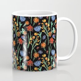 Red, blue and orange flower collection black background Coffee Mug
