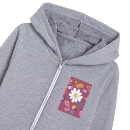 Random Floral Pattern 6 Tapestry Pink Background Kids Zip Hoodie