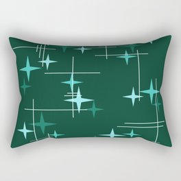 Mid Century Modern Stars Deep Sea Green Rectangular Pillow