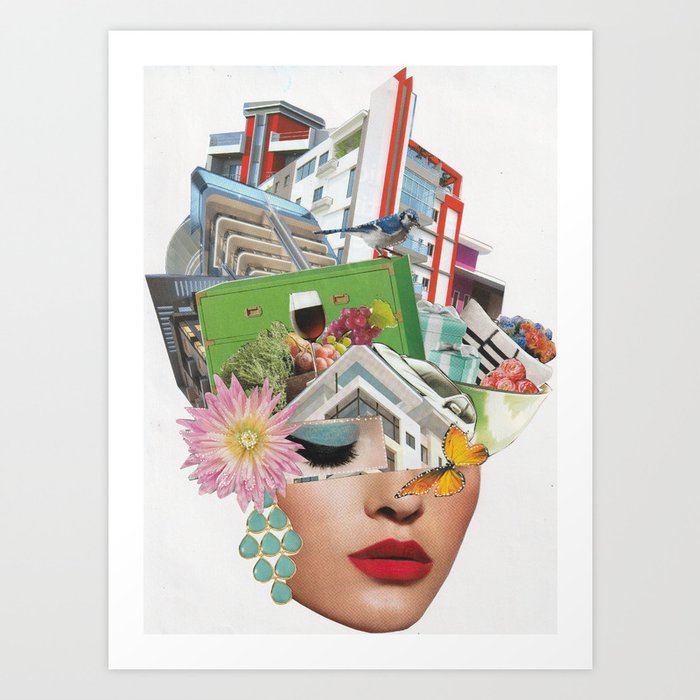 Magazine Paper Face Collage, ¨I choose growth ¨. Art Print by artsymirveras