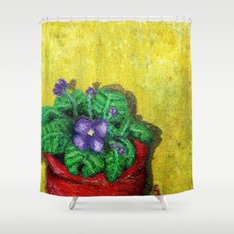 Purple Flowers in Oil Shower Curtain