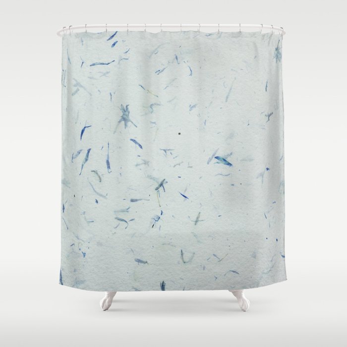 Hand Painted Abstract Blue Watercolor Floral Shower Curtain By