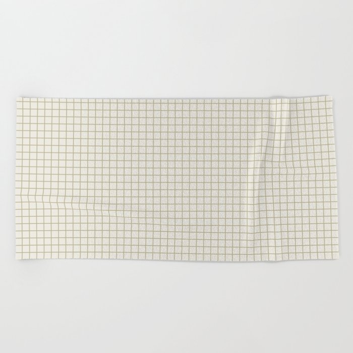 Sage green small grid minimal pattern Beach Towel