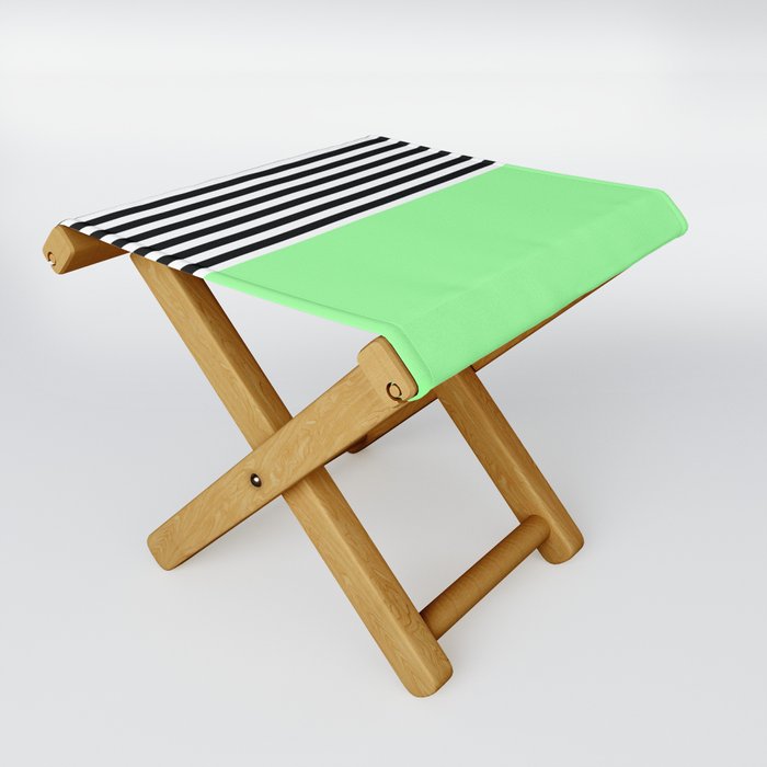 Mint Green With Black and White Stripes Folding Stool