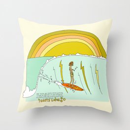 surf legend gerry lopez lightning bolt retro surf art by surfy birdy Throw Pillow