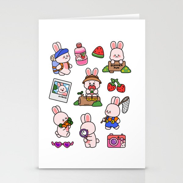 Bunny Summer Adventure Stationery Cards