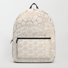 Gold Mandala The Flower of Life With White Shimmer Backpack