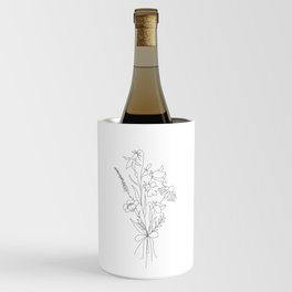 Small Wildflowers Minimalist Line Art Wine Chiller